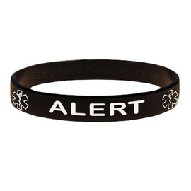 Goods For Giving Medical Alert ID Bracelet Wristband - Black - 7 Inches - Youth
