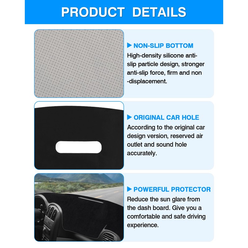 Autorder Dashboard Cover Mat for 2001-2007 Dodge Caravan/Grand Caravan/Chrysler Town
