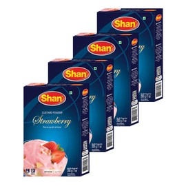 Shan Strawberry Custard Powder 7.05 oz (200g) | Flan en Poudre la Fraise | Rich & Creamy Dessert Mix | Perfect for Puddings, Ice Cream, Baking & More | Vegan Custard Powder | Custard Cream Powder | No Added Sugar