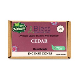 Bless International Cedar 100%-Natural-Incense-Cones Handmade-Hand-Dipped Organic-Chemicals-Free for-Purification-Relaxation-Positivity-Yoga-Meditation The-Best-scents (20 Count)