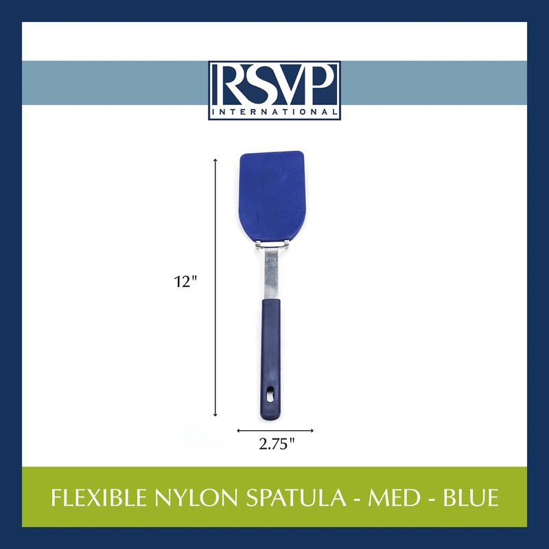 RSVP International Kitchen Tool Collection Flexible Nylon Spatula, Stainless Steel