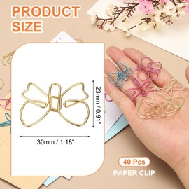 PATIKIL 40pcs Document Clips, Office Clips, Paper Clamp Clips, Butterfly Shape, Small Rustproof Metal for Office and Home Use, 30mm Gold