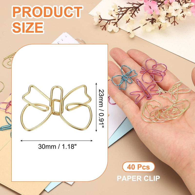 PATIKIL 40pcs Document Clips, Office Clips, Paper Clamp Clips, Butterfly