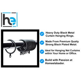 Universal Metal Curtain Rings for Hanging Curtain Pole Rod voile Net Rings 30 mm Pack of 12 Rings BY HomeElabador