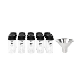 Single Capacity Coffee Bean Storage Tube Kamel Coffee Bean Cellar 15Pcs Dosing Plastic, Stainless Steel hopper Included, Lid: Black / Body:transparent