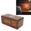 Wooden Digital Alarm Clock Yellow LED Display Adjustable Dimmer Weekday
