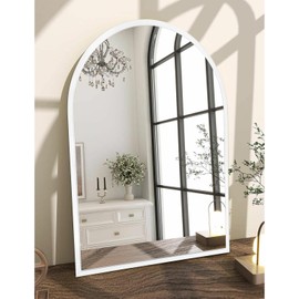 HLFMVWE Arch Wall Mirror 20"x16" Large White Bathroom Mirror Metal Frame Mirrors for Wall, Decoration Vanity Bedroom Entryway Living Room Room Home Decor