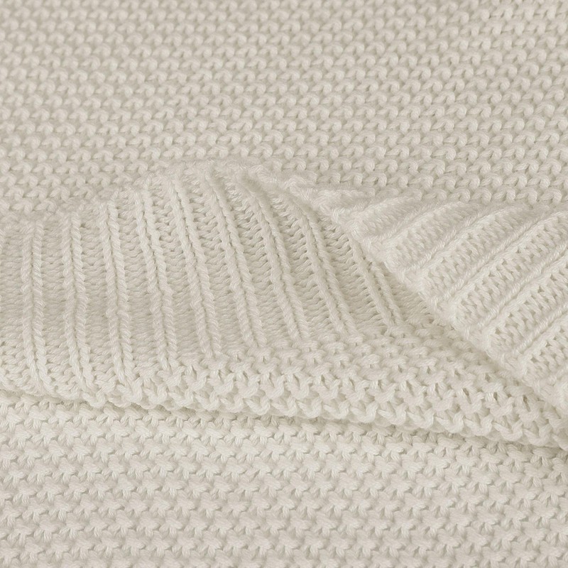 PiccoCasa 100% Cotton Knit Throw Blanket,Solid Lightweight Decorative Throws and