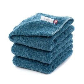 Imabari Towel Set of 3 Beautiful Hair Care, Face Towels, Vintage Blue [Heartwell Cuol Quol Hair Dry/Hair Towel Set]