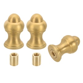 PATIKIL 20.5 x 34.5mm Lamp Finials Caps Knob, 3 Set Solid Brass Lamp Shade Top Decoration Screw Cap Nuts with Brass Reducing Adapter for Table Lamps Floor Lamps