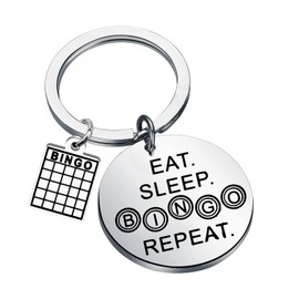 MYOSPARK Funny Bingo Gift Bingo Lovers Gift Eat Sleep Bingo Keychain Bingo Gifts for Bingo Players (Bingo Repeat KC)