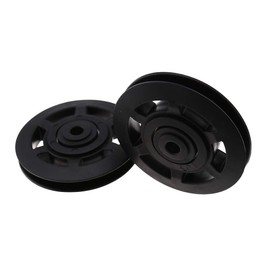 Pair of 95mm Universal Wearproof Black Bearing Pulley Wheel Cable Gym Equipment