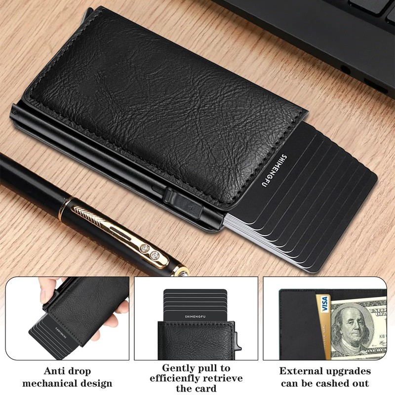 Men's Slim Card Case with RFID Protection, Practical Wallet for