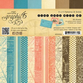 Graphic 45 Come Away Patterns Solids Paper Crafting Pad, 6 by 6-Inch