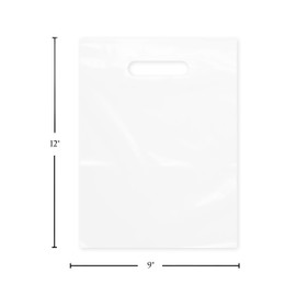 Purple Q Crafts Plastic Bag With Die Cut Handle 9" x 12" Clear Merchandise Bags 100 Pack for Retail, Gifts, Trade Show and More