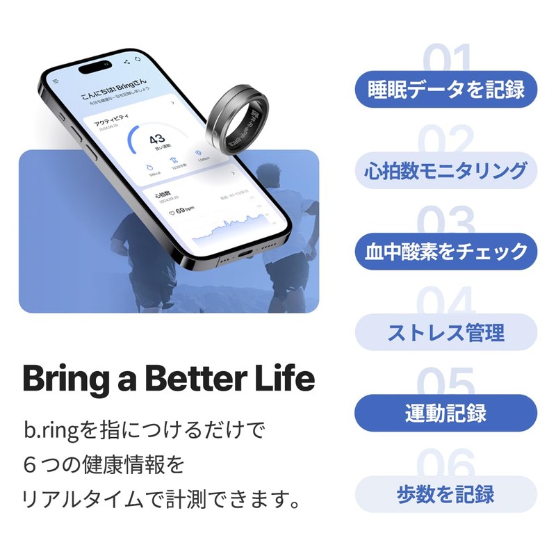 [B.ring] Bling Smart Ring, Black, No. 10