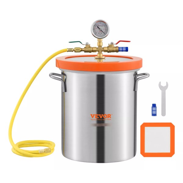 Vevor Cámara De Vacío De 3gal Tapa De Vidrio Templado