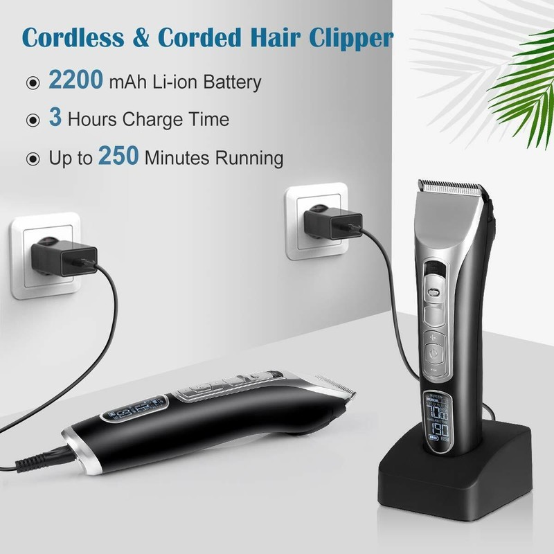 BFULL Professional Men's Rechargeable Cordless Hair Trimmer 2200mAh LED Display