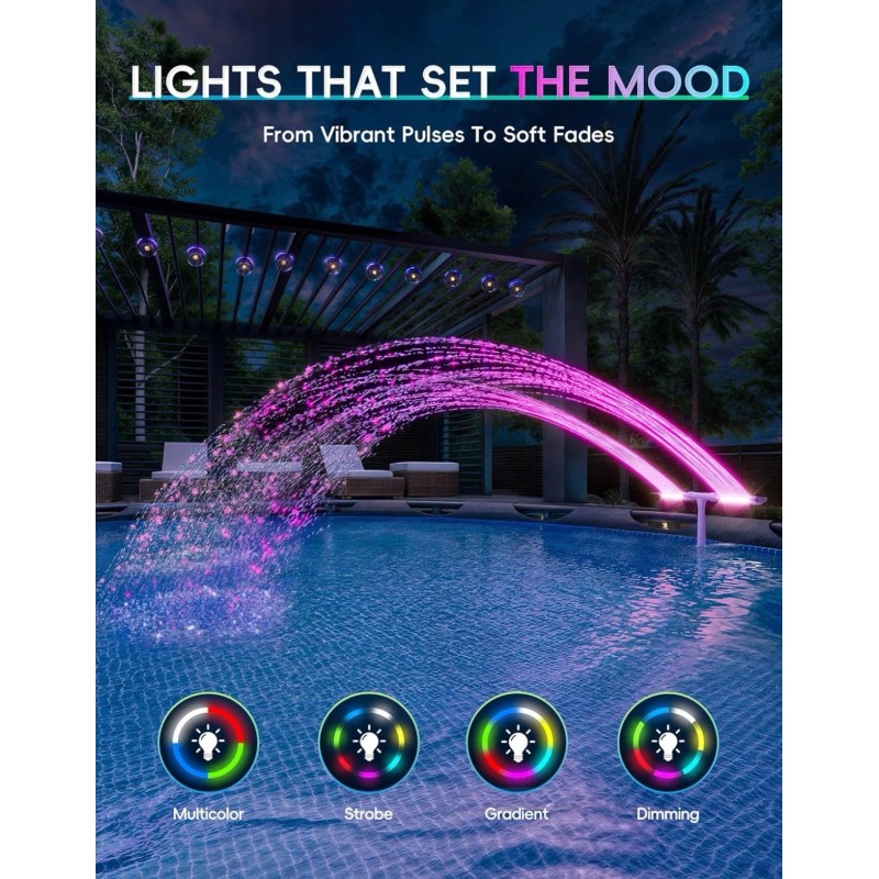 Poolhacker Solar Pool Fountain with 10-Color Lights â€“ Auto Light