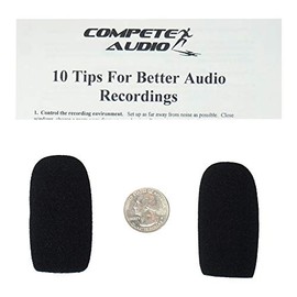 Compete Audio CA555 large microphone windscreens (Foam Microphone Covers) (2-pack) for use with mini-shotgun mics, larger headsets and desktop microphones