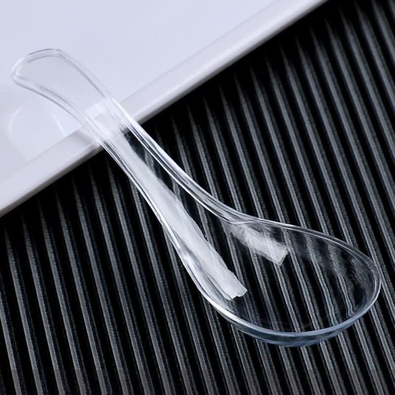 50 PCS Disposable Clear Plastic Asian Soup Spoons - Tasting