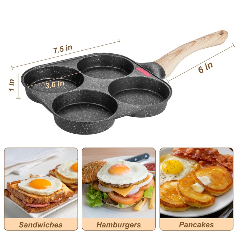 MyLifeUNIT Egg Frying Pan, 4-Cup Egg Pan Nonstick, Fried Egg