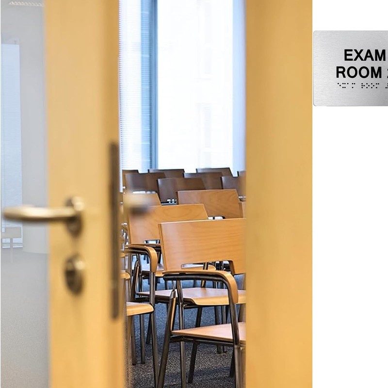 Tactile Exam Room Number Sign 1-3 with Braille - 5"