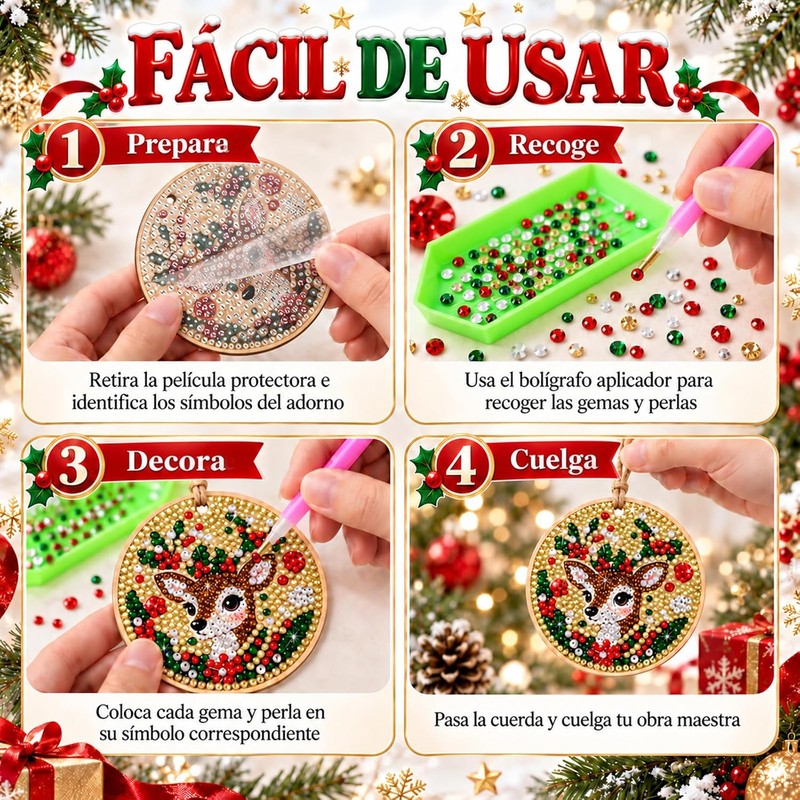 6PCS Kit de Pintura con Diamantes de Perlas para Navidad