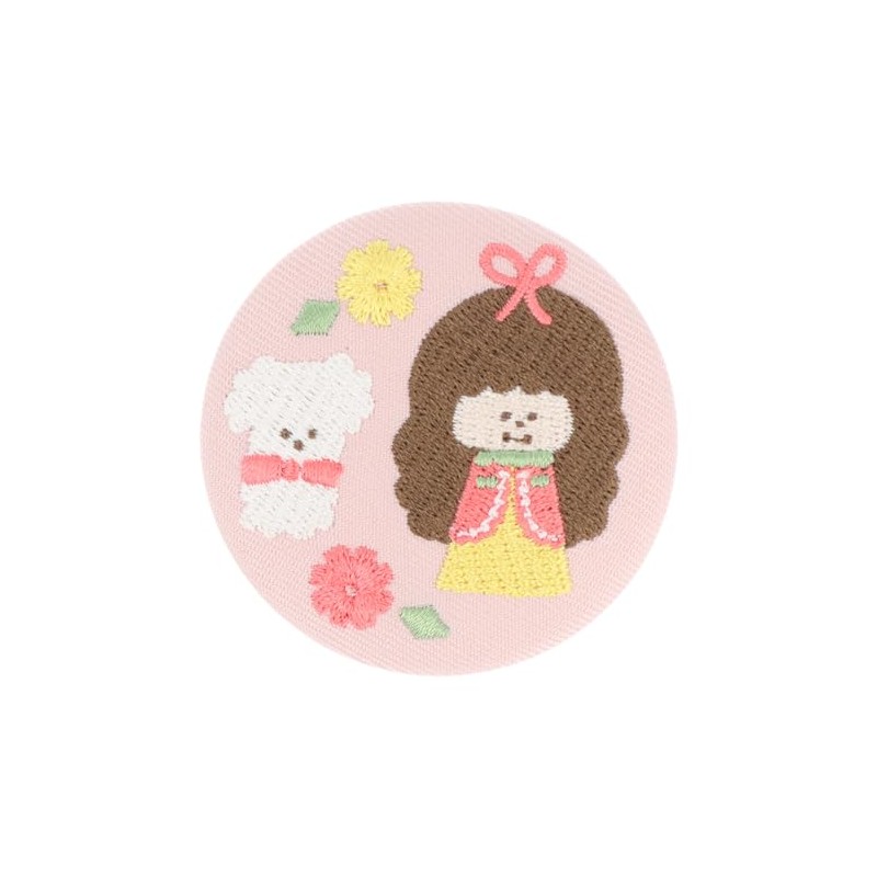 Sunstar Stationery mizutama S8346895 Can Badge Embroidered, Pink