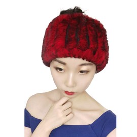 yUhe2018Cw Yu He Rabbit Fur Headband - Winter Knit Neck Warmer Real Fur Headbands Women Scarf Muffler Red