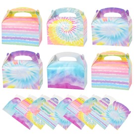 DjinnGlory 36 Pack Tie dye Party Favor Treat Boxes, Small Gable Boxes for Parties or All Occasion and Small Business 6.18x3.58x3.39 Inches