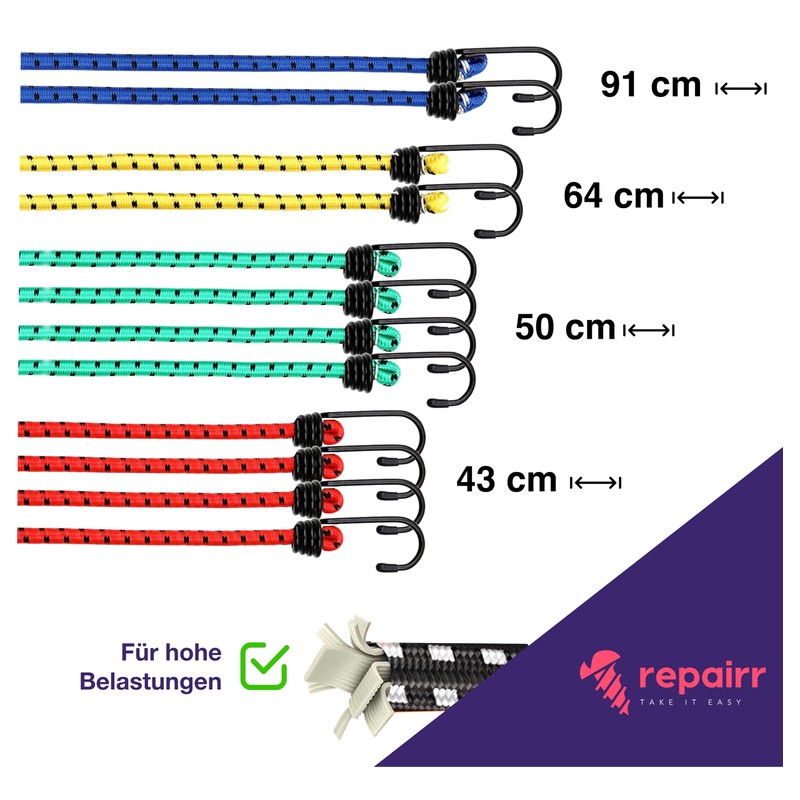 12x All-Purpose Expander & Luggage Tensioner Set in Various Lengths