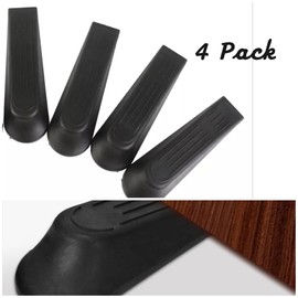 Door Stoppers Anti Slip Door Holder (4-Pack) - Heavy Duty Door Stop Wedges-Stop Door Wedges for Offices Workshops and Home (4, Black)