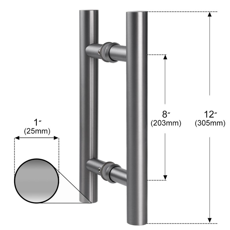 Ranbo Gray 8" (CTC) Back to Back Shower Door Handle,