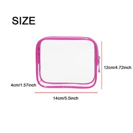1 PCS Clear PVC Makeup Bag with Zipper, Portable Travel Zippered Pouch, Hot Pink Travel Toiletries Bag for Vacation Bathroom Organizing, 14x4x12cm