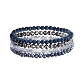 LOCCY Women's Crystal Beads Bracelet Multilayer Stones Bracelet Boho Fashion Jewellery Bracelet Women Black, crystal beads, No Gemstone