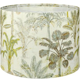 13 IN Drum Lamp Shades Medium Palm Tropical Plants LampShade for Table Lamps Floor Lamp- 13" x 13" x 10" Spider Vintage Fabric Lampshade Decor Easy Assembly for Lamp Replacement