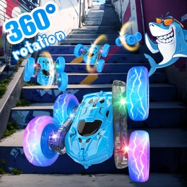 Remote Control Car,Rc Cars Bright Lights, One-Click Demonstration, All-Terrain Tires, 360°Flip RC Car, Suitable for Boys and Girls Toys Gifts(Blue)