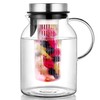 Glass Water Pitcher, Fruit Infuser Pitcher with Removable Lid, High