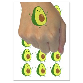 Friendly Avocado Buddy Temporary Tattoo Water Resistant Fake Body Art Set Collection - 15 2" Tattoos (1 Sheet)