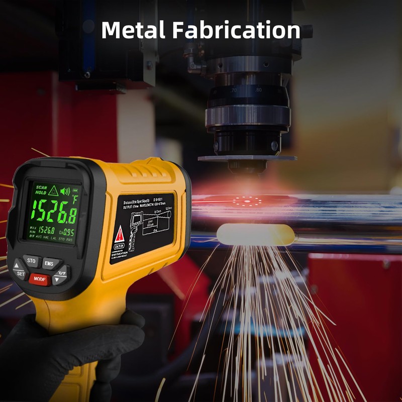 BSIDE Infrared Thermometer Pyrometer 50:1 Industrial Temperature Gun -58℉~2552℉(-50℃~1400℃) IR