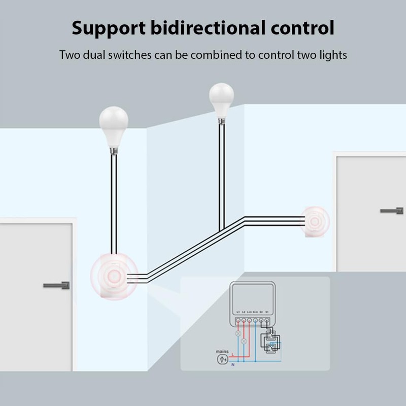 WiFi Switch Relay Module, 16A Wireless On/Off Device Dual Control