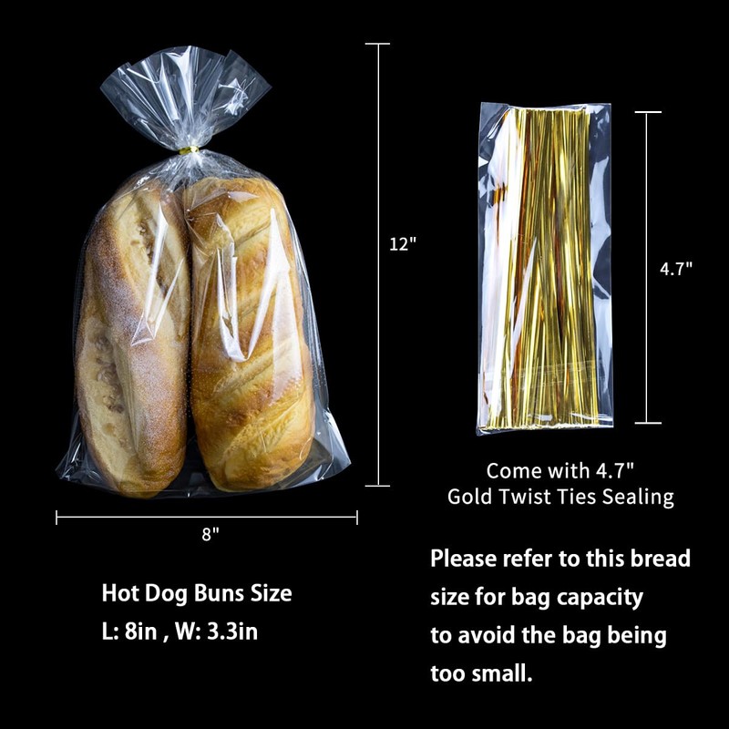 8 x 12 Inch Mirco Perforated Bread Bags, 100 Clear