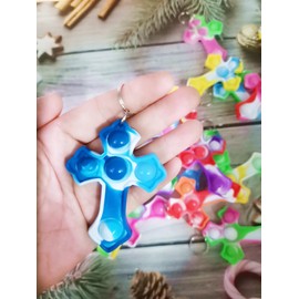 Roaqua 30 Packs Mini Backpack Pop Fidget Bubble Toys, Bulk Religion Cross Classroom Students Prizes Birthday Party Favors Gifts