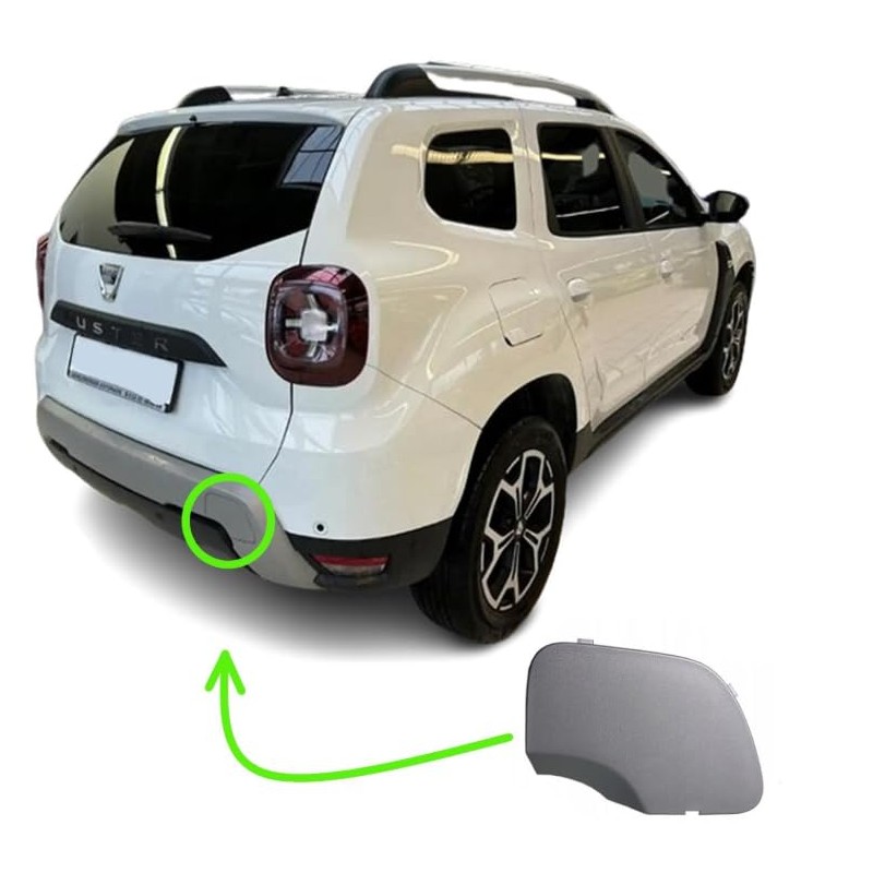 appRUN Rear Bumper Tow Bar Hook Cap Grey For DACIA
