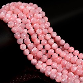 JM Design 4mm Pink Mother of Pearl MOP Shell Smooth Round Beads for Bracelets Jewelry Making Crafts Adults