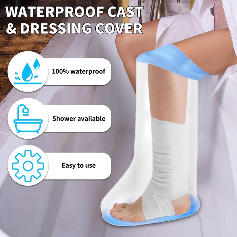 Waterproof Extra Wide Leg Cast Shower Cover with Non-Slip Bottom,