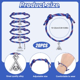 Mikovivi 20pcs Baseball Bracelet, Braided Sport Bracelet Gift Adjustable Inspirational Softball Wristbands Party Favors for Spots Team Players Presents Women Men Adults Decorations