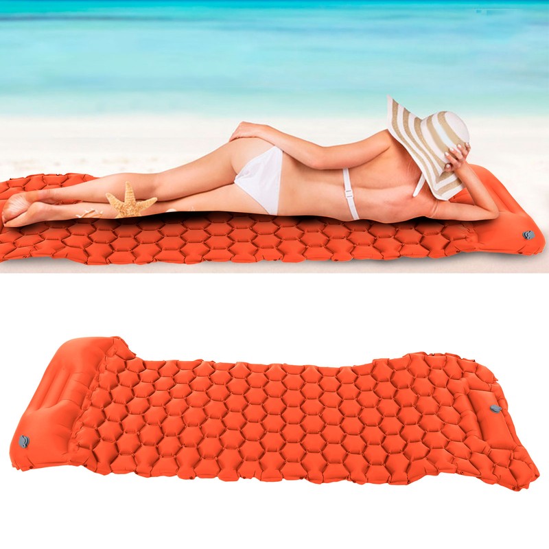 Camping Sleeping Pad Mat Foot Press Inflatable Cushion Mattress for