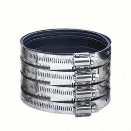 Flexible pipe Coupling with Stainless Steel Clamps.Pipe Connector for PVC and Metal Pipes (2inch-Longer)